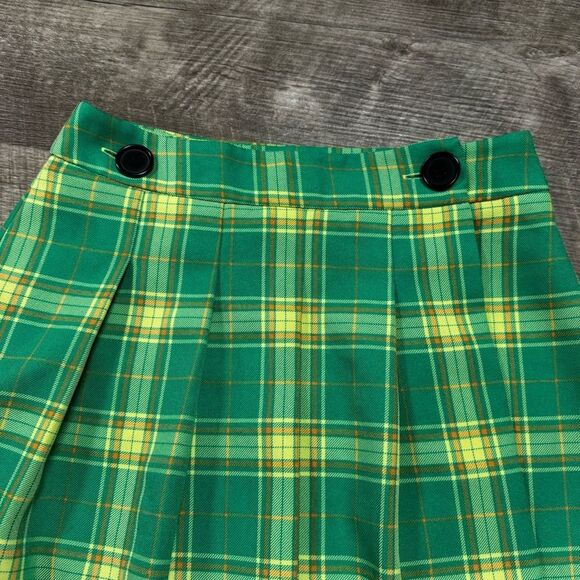 TOPSHOP Green Plaid Mini Skirt Size 2 - Picture 3 of 8